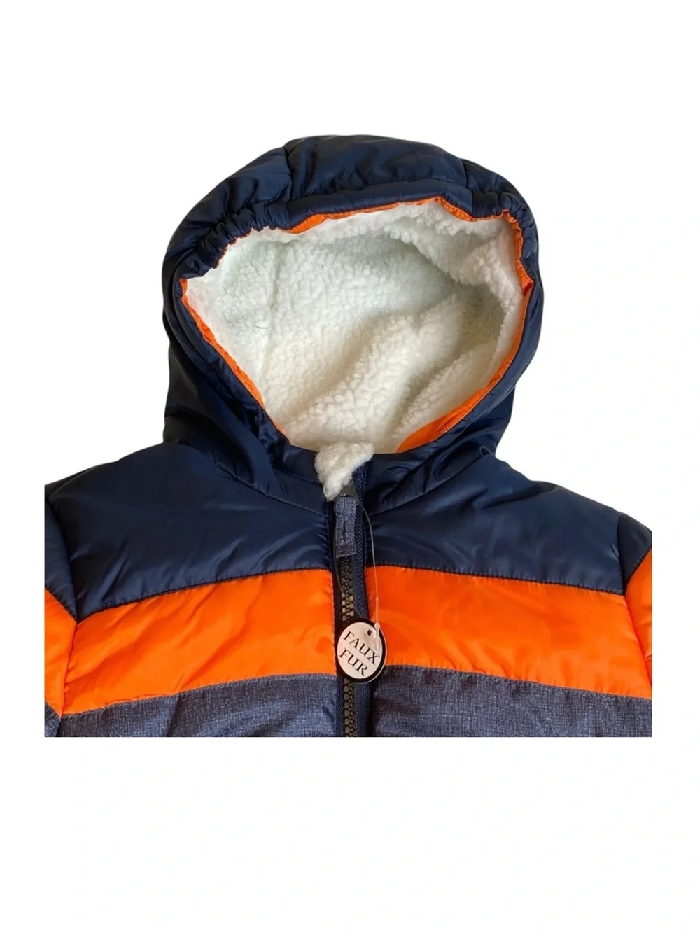 new Rothschild 𖠌 Striped Puffer Hoodie Jacket Parka 𖠌 Faux Sherpa 𖠌 Chambray - Picture 6 of 16